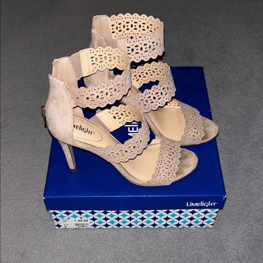 Limelight Taupe Lace Heeled Sandals